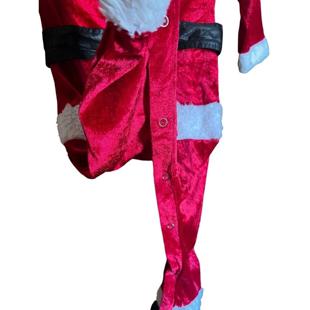 Baby Santa In Character Costume Size L Plush W/ Feet Snaps Red white NO HAT - Picture 3 of 8